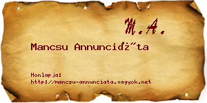 Mancsu Annunciáta névjegykártya